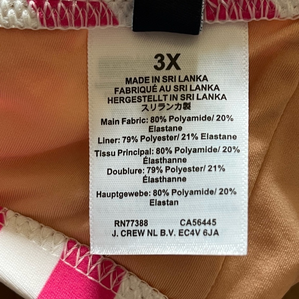 J.Crew Pink White Stripe Bikini Top 3X Plus Size Knot Front Swimwear NWT - Picture 5 of 7